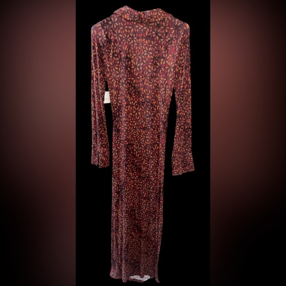 Free People Shayla Wrap Midi Chocolate Combo Dress Size S - Picture 8 of 12